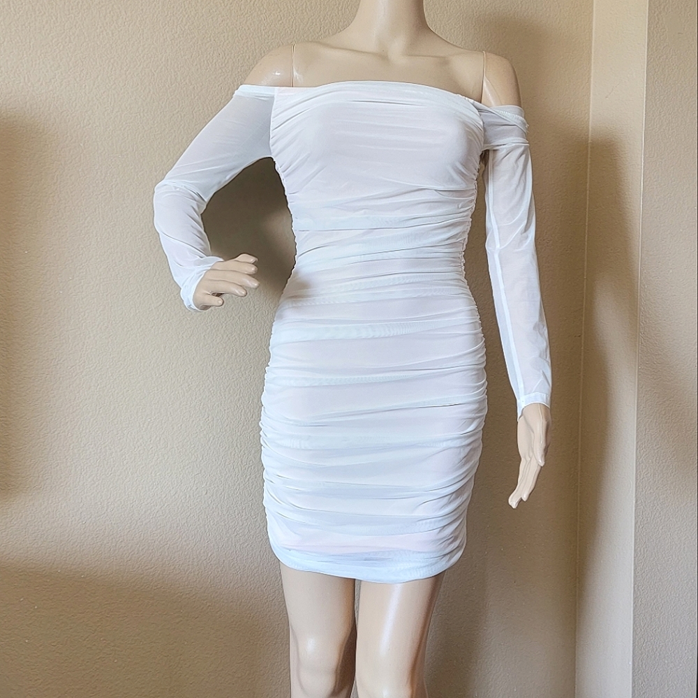 Off Shoulder Mesh Dress